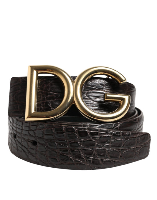 Dolce &amp; Gabbana – Schwarzer Gürtel aus exotischem Leder mit DG-Logoschnalle