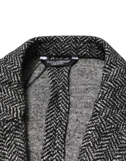 Dolce &amp; Gabbana Black White Double Breasted Men Suit Blazer