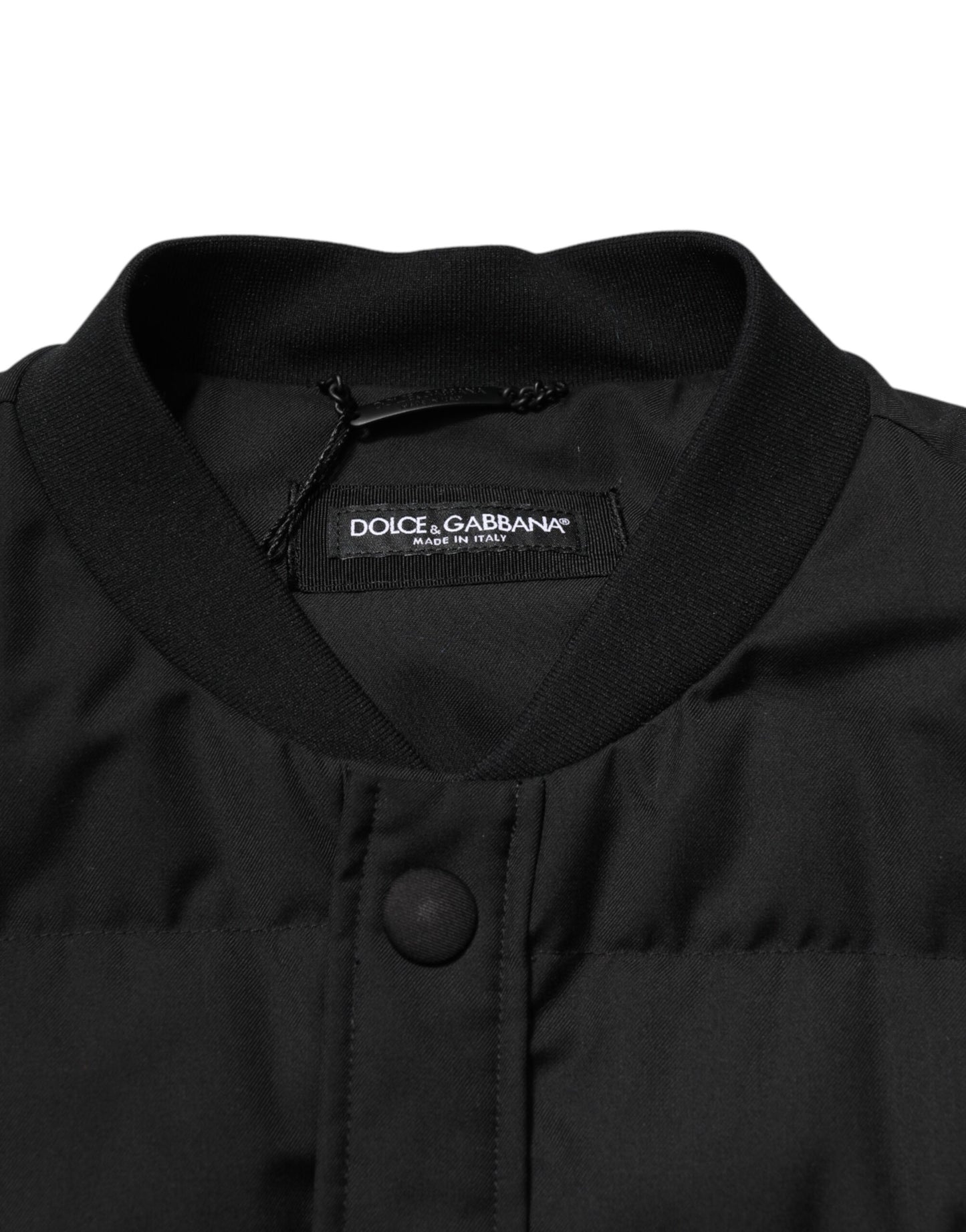Dolce &amp; Gabbana – Schwarze ärmellose Parka-Jacke mit Logo-Plakette