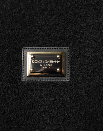 Dolce &amp; Gabbana – Bomberjacke aus schwarzer Wolle mit Logo-Plakette