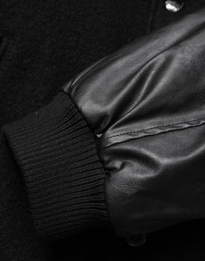 Dolce &amp; Gabbana – Bomberjacke aus schwarzer Wolle mit Logo-Plakette