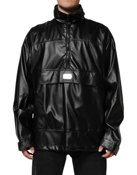 Dolce &amp; Gabbana – Bomberjacke aus schwarzem Polyester mit Logo-Schild