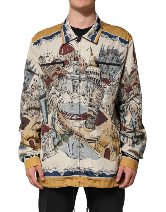 Dolce &amp; Gabbana – Mehrfarbige Bomberjacke mit italienischem Motiv für Herren