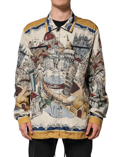 Dolce &amp; Gabbana – Mehrfarbige Bomberjacke mit italienischem Motiv für Herren