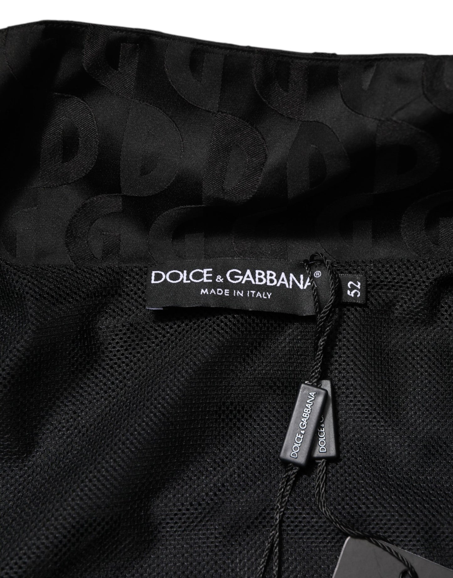 Dolce &amp; Gabbana Black Jacquard Men Full Zip Bomber Sweater
