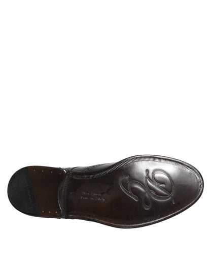 Dolce &amp; Gabbana – Formelle Derby-Schuhe aus schwarzem Leder mit Flügelkappe