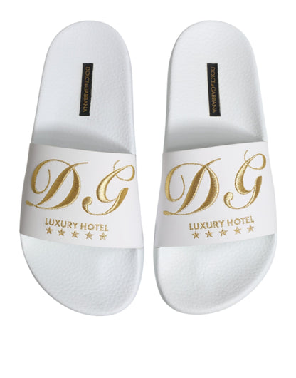 Dolce &amp; Gabbana Weiße Leder-Sandalen, Strandschuhe
