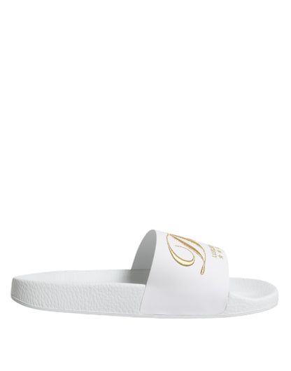 Dolce &amp; Gabbana Weiße Leder-Sandalen, Strandschuhe