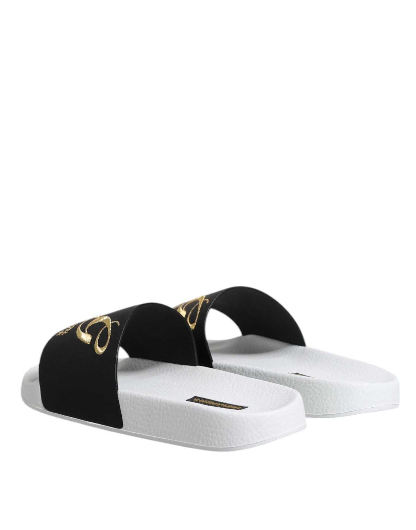 Dolce &amp; Gabbana Weiß Schwarz Leder Sandalen Beachwear Schuhe