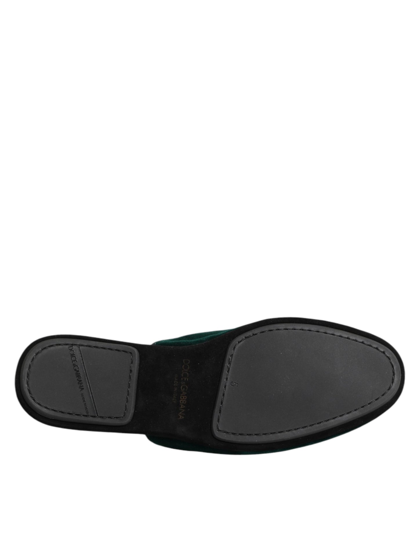 Dolce &amp; Gabbana Green Velvet Cross Embellished Slippers Shoes
