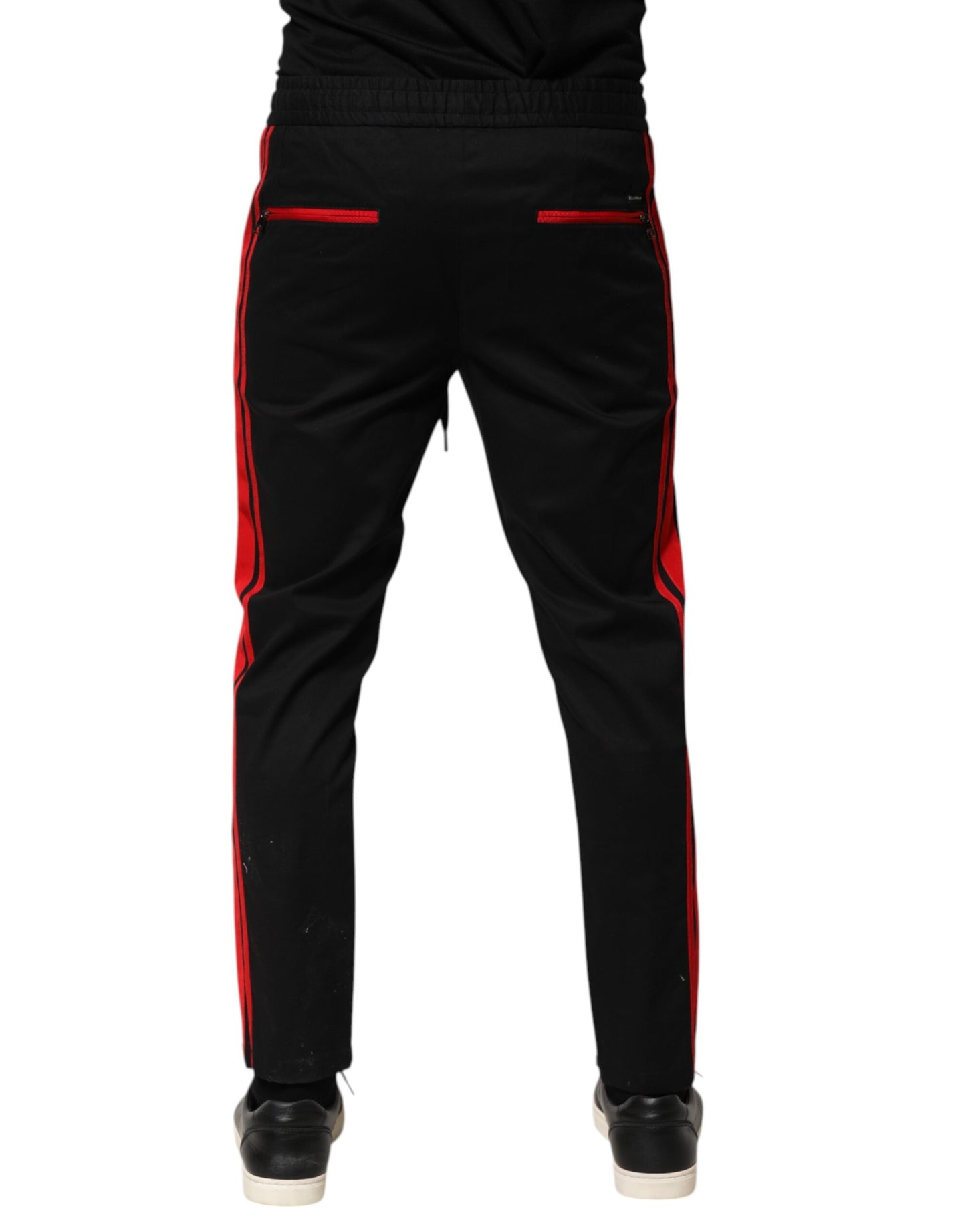 Dolce &amp; Gabbana – Jogginghose aus Baumwolle mit rotem Streifen und Logo