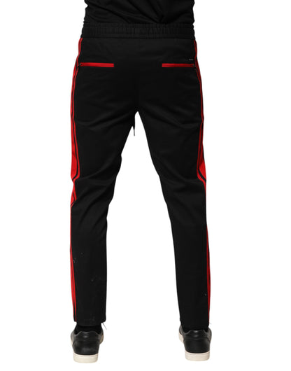 Dolce &amp; Gabbana – Jogginghose aus Baumwolle mit rotem Streifen und Logo