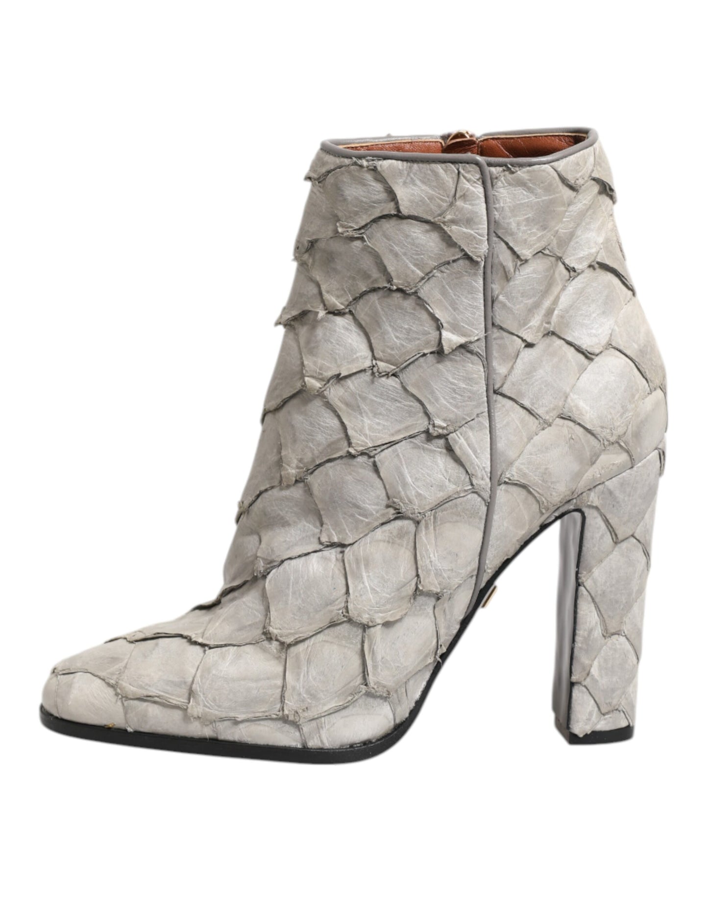 Dolce &amp; Gabbana Off White Leather Heels Ankle Boots Shoes