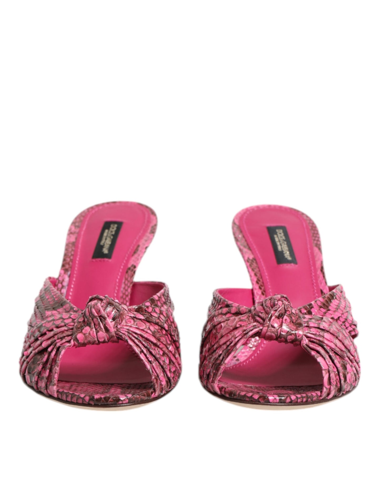 Dolce &amp; Gabbana Rosa Leder Heels Slides Sandalen Schuhe