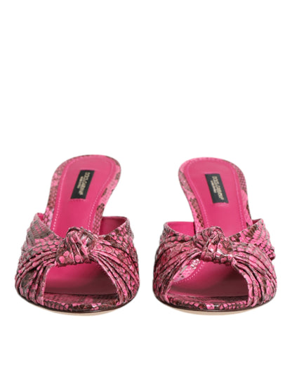 Dolce &amp; Gabbana Rosa Leder Heels Slides Sandalen Schuhe