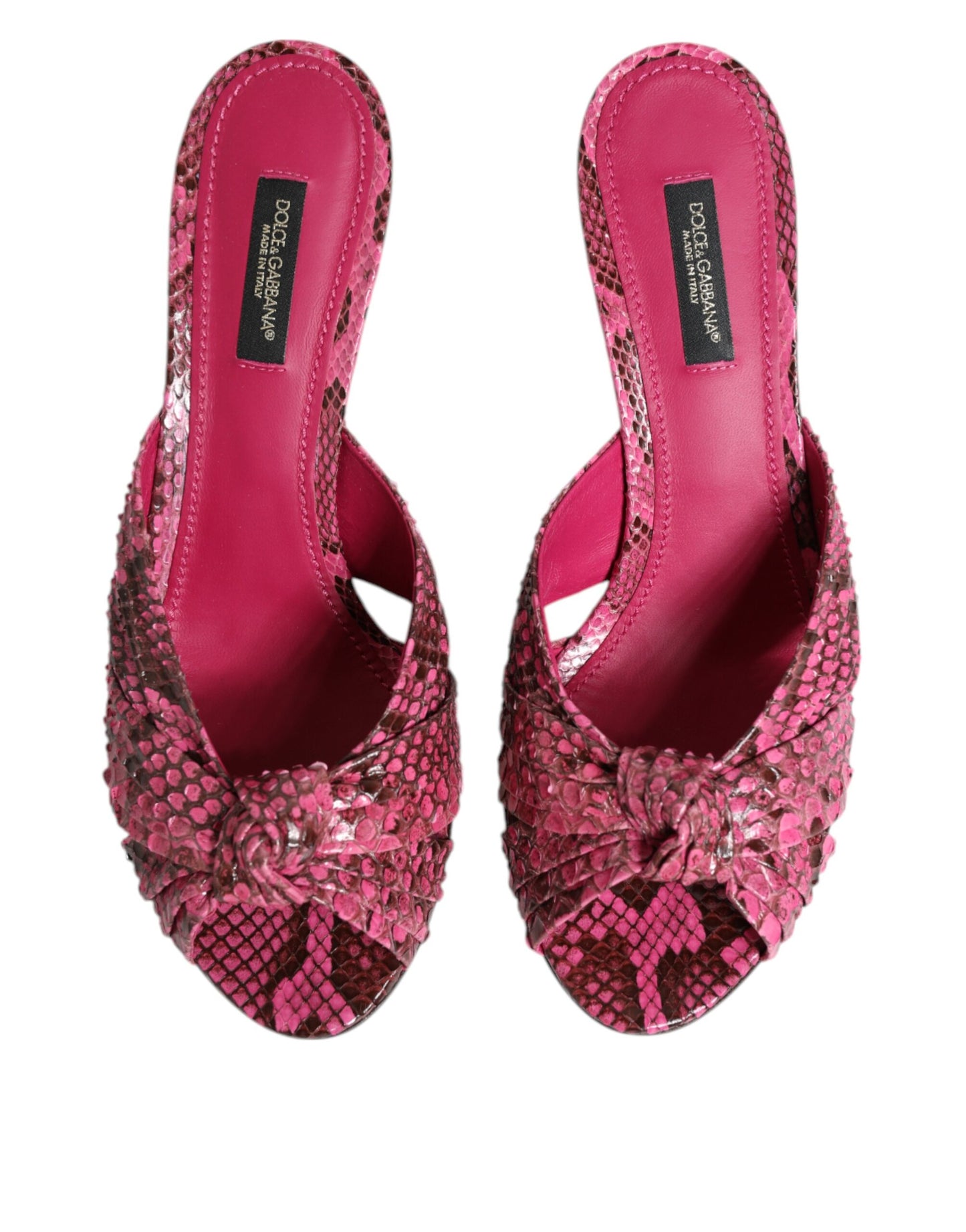 Dolce &amp; Gabbana Rosa Leder Heels Slides Sandalen Schuhe