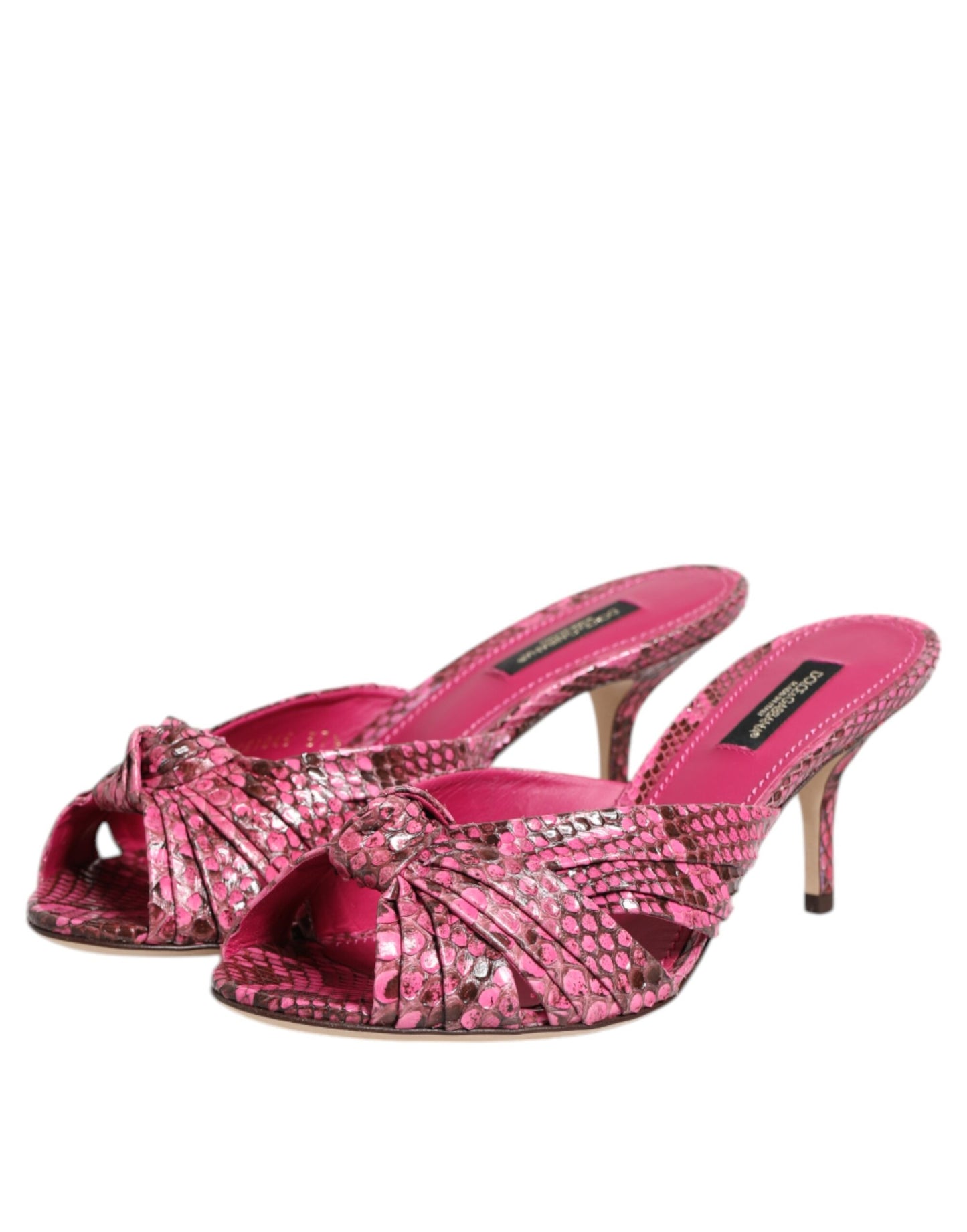 Dolce &amp; Gabbana Rosa Leder Heels Slides Sandalen Schuhe