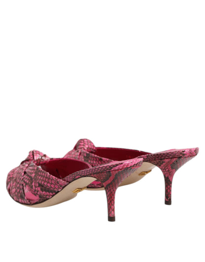 Dolce &amp; Gabbana Rosa Leder Heels Slides Sandalen Schuhe