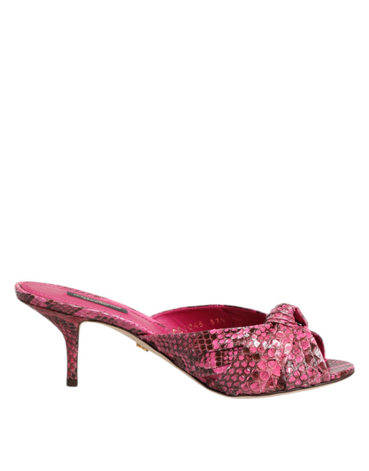 Dolce &amp; Gabbana Rosa Leder Heels Slides Sandalen Schuhe