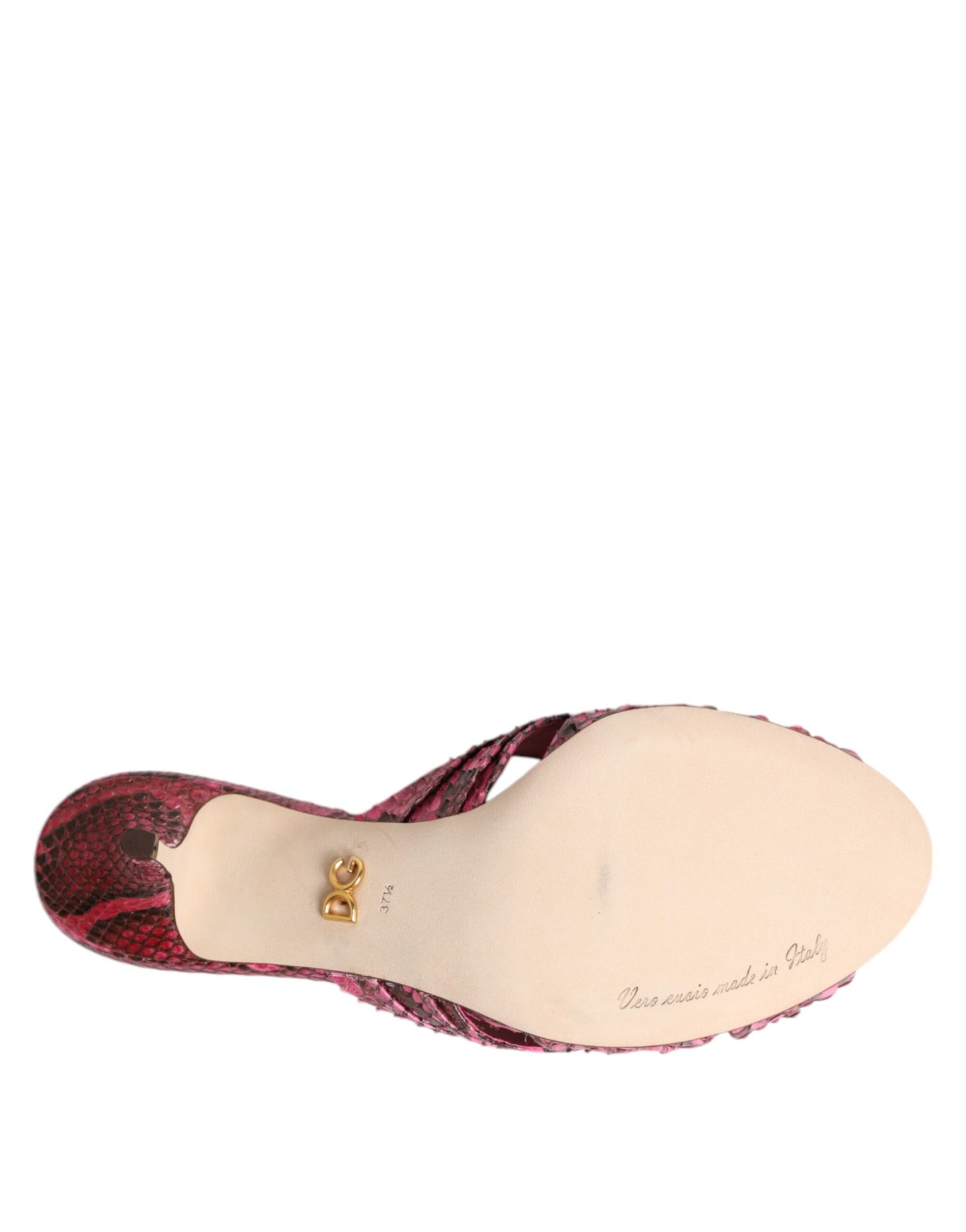 Dolce &amp; Gabbana Rosa Leder Heels Slides Sandalen Schuhe