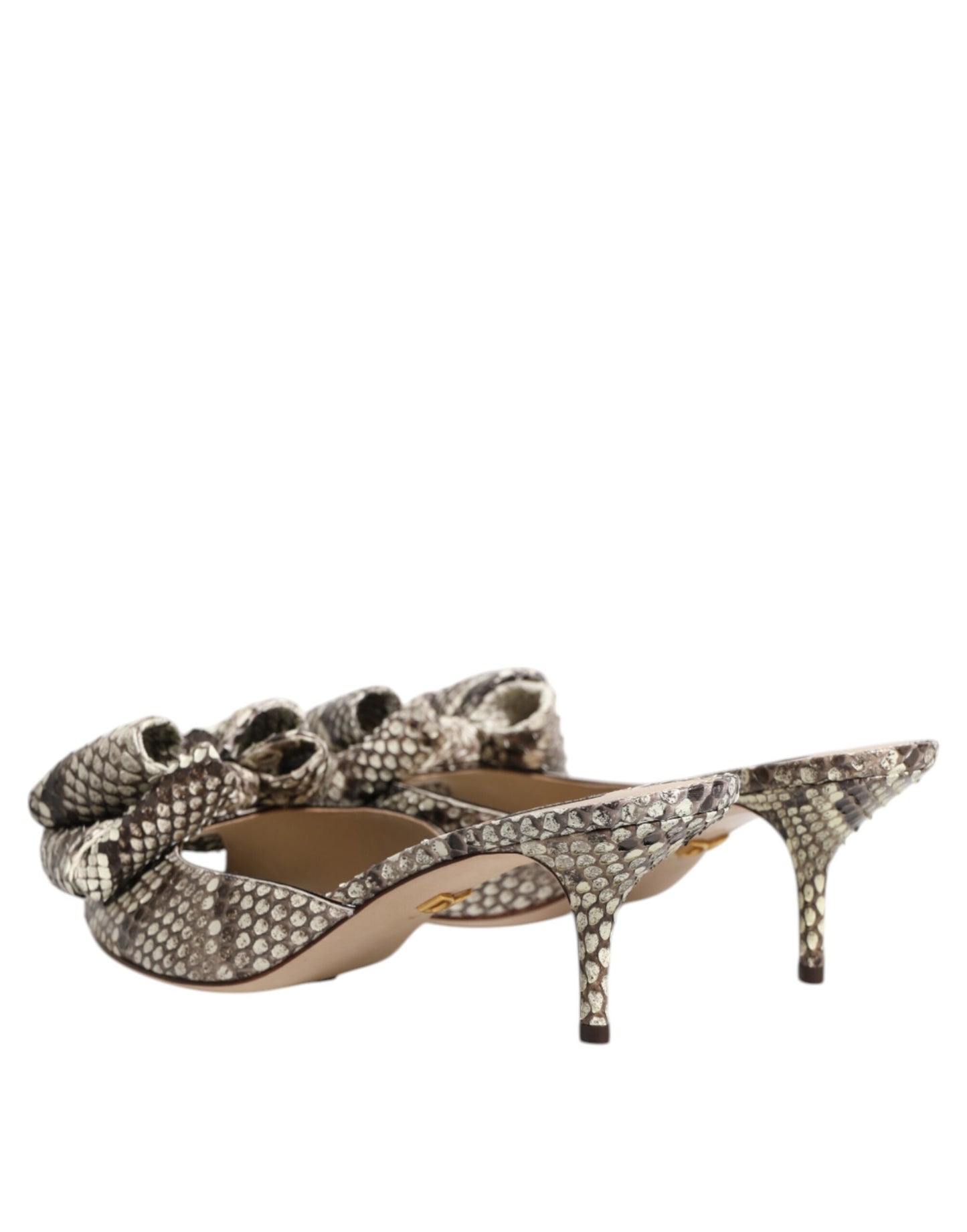 Dolce &amp; Gabbana Multicolor Keira Bow Leather Peep Toe Mules Shoes