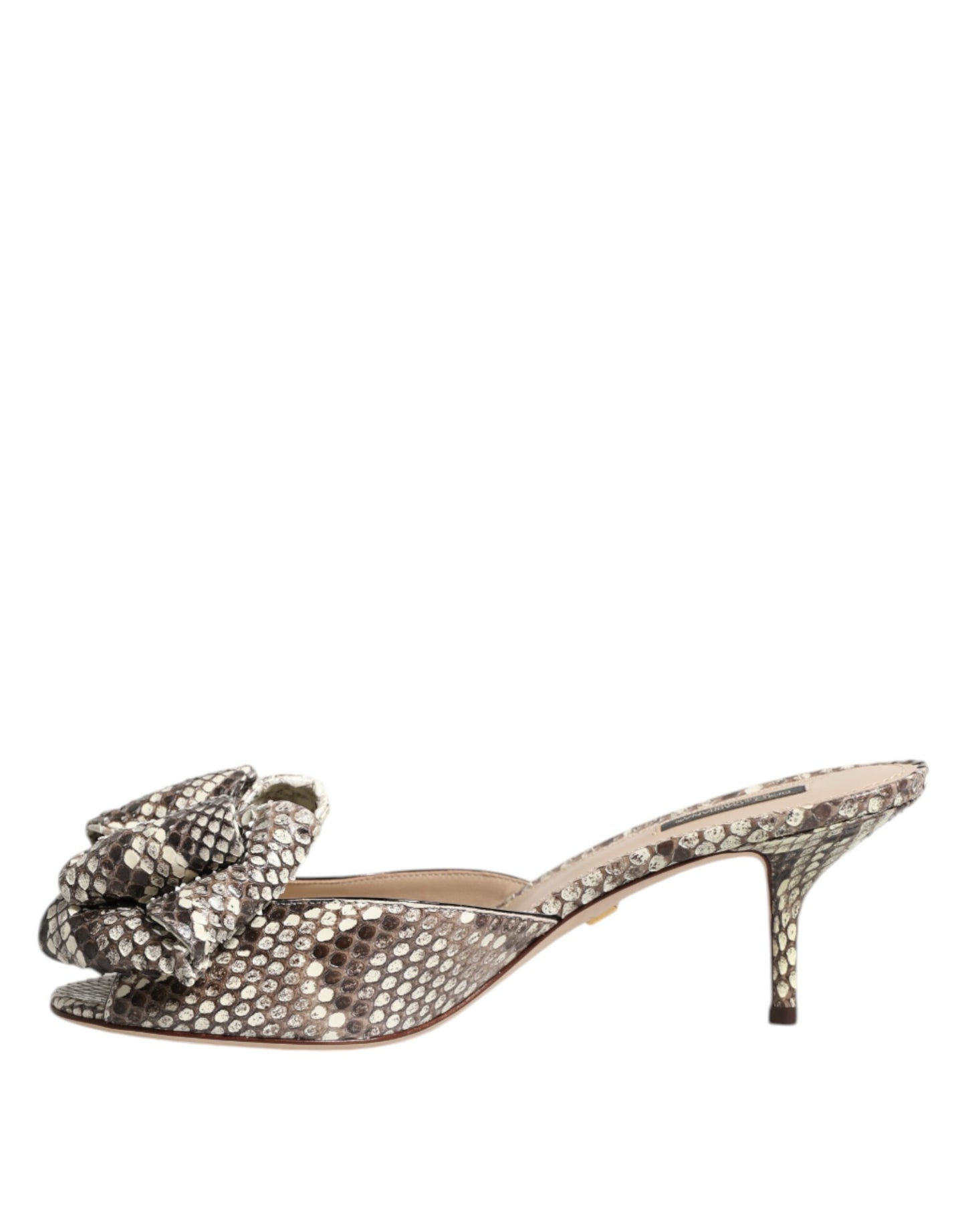 Dolce &amp; Gabbana Multicolor Keira Bow Leather Peep Toe Mules Shoes