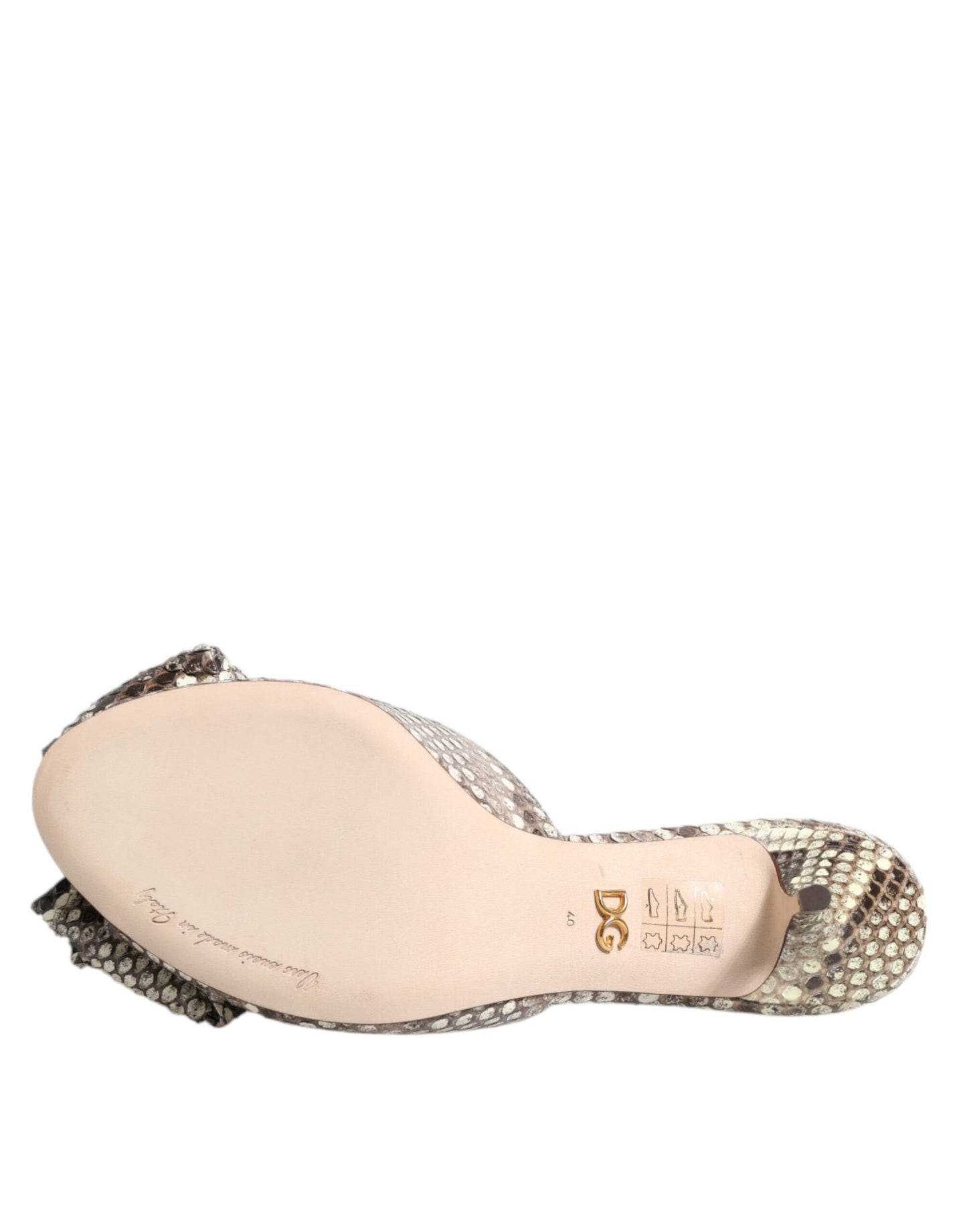 Dolce &amp; Gabbana Multicolor Keira Bow Leather Peep Toe Mules Shoes