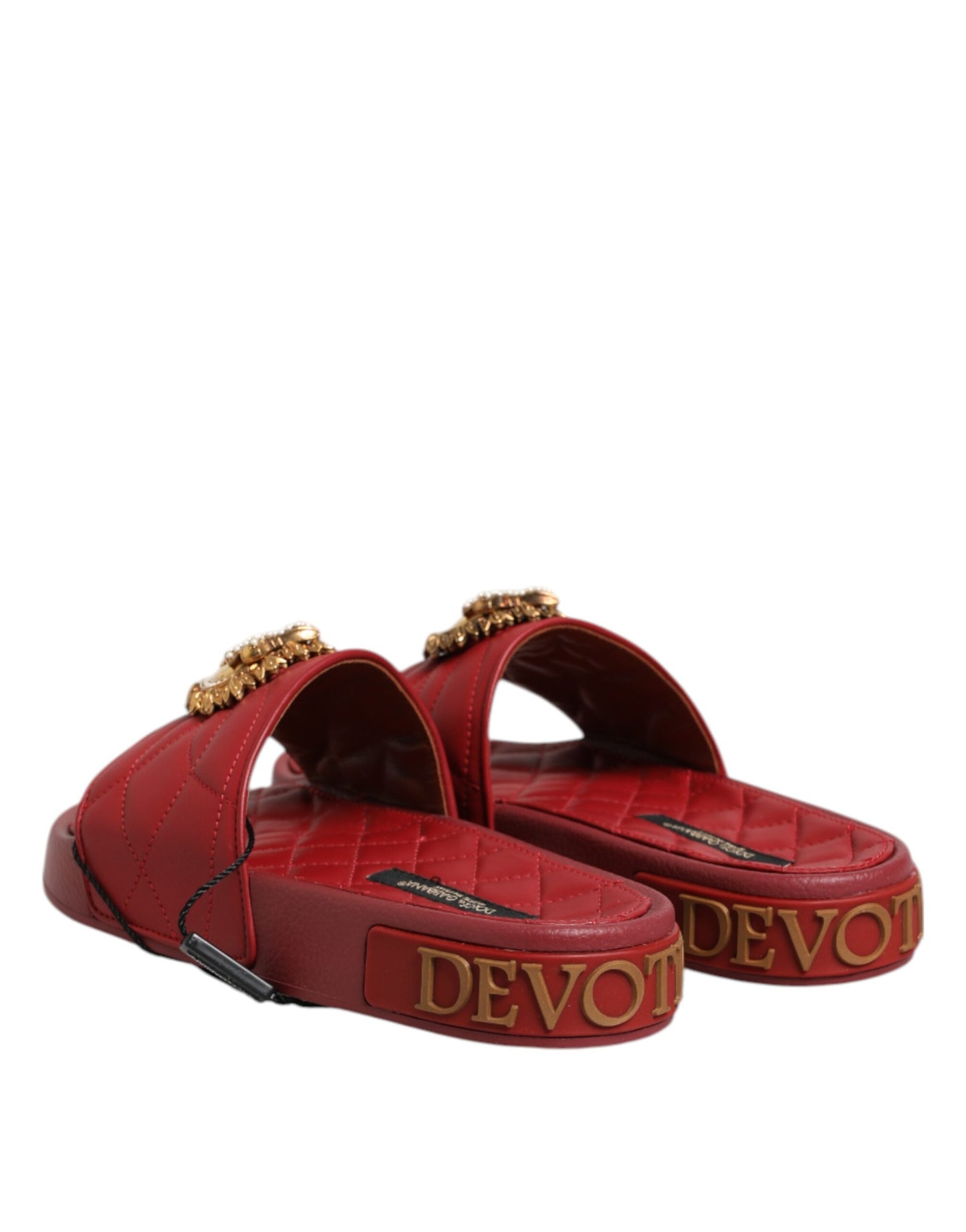 Dolce &amp; Gabbana Red Devotion Pantoletten aus Matelassé-Leder