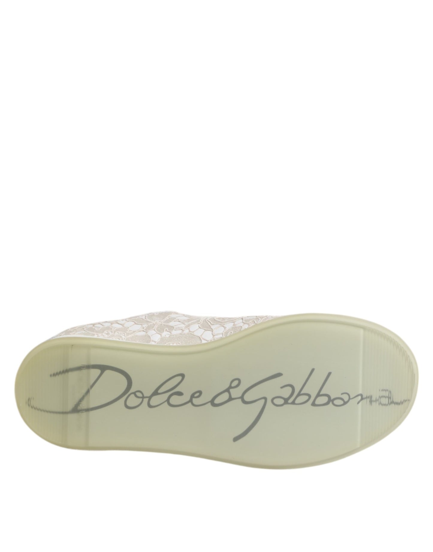 Dolce &amp; Gabbana – Weiße Sneaker aus Spitze und Leder mit niedrigem Schaft