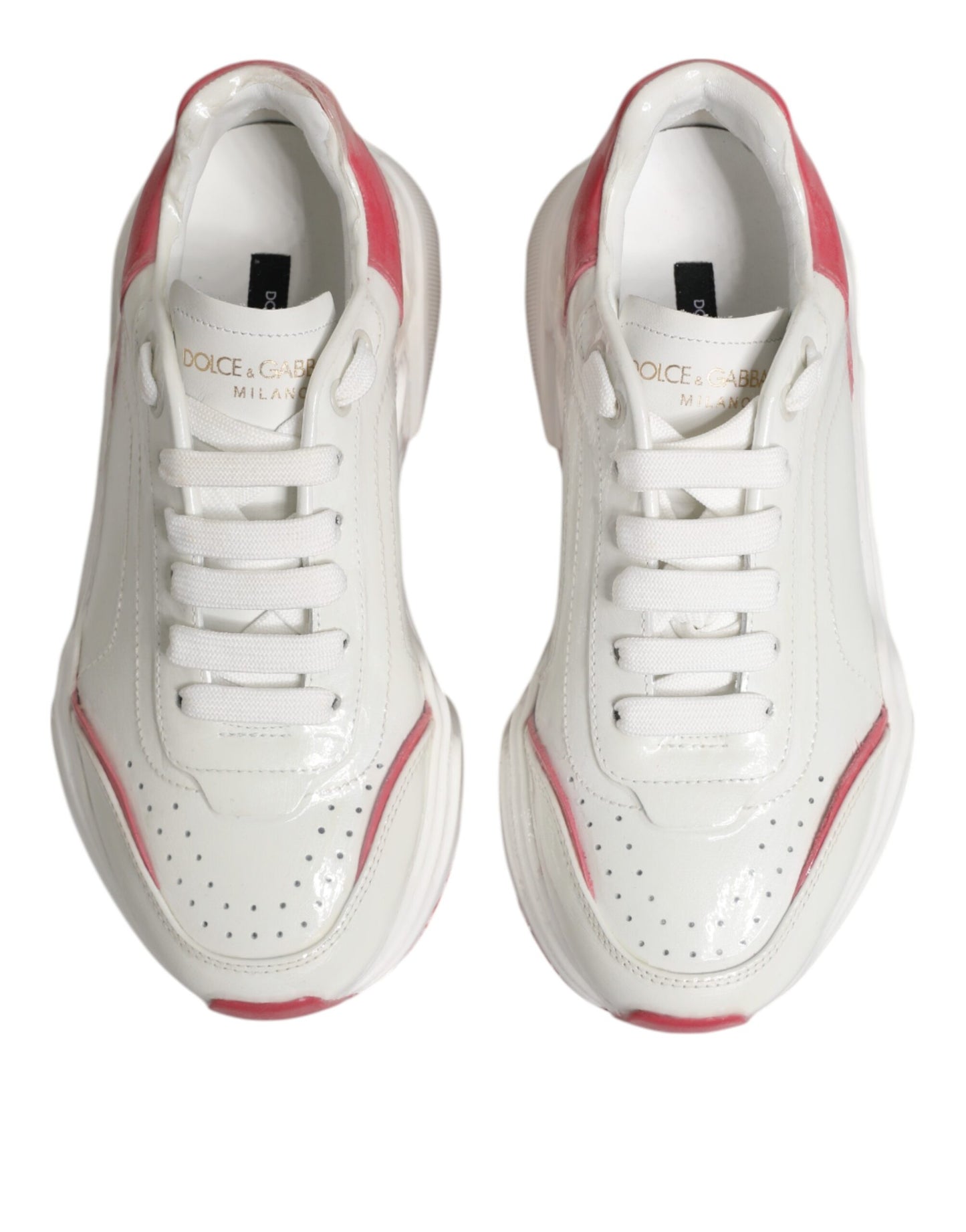 Dolce &amp; Gabbana Weiß Rosa Daymaster Low Top Sneakers Schuhe
