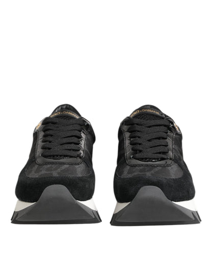 Dolce &amp; Gabbana Schwarz Grau Leopard Low Top Sneakers Schuhe
