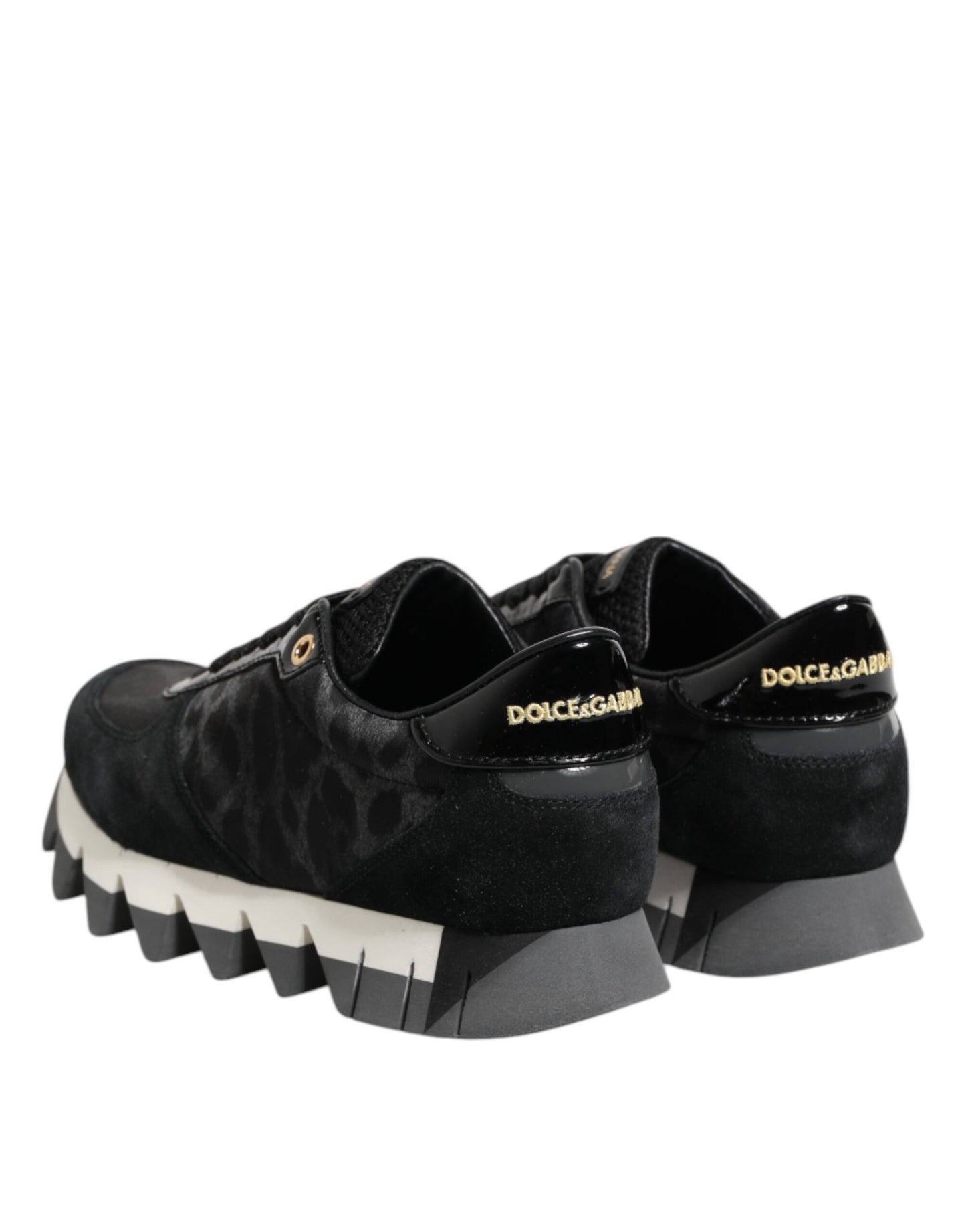 Dolce &amp; Gabbana Schwarz Grau Leopard Low Top Sneakers Schuhe