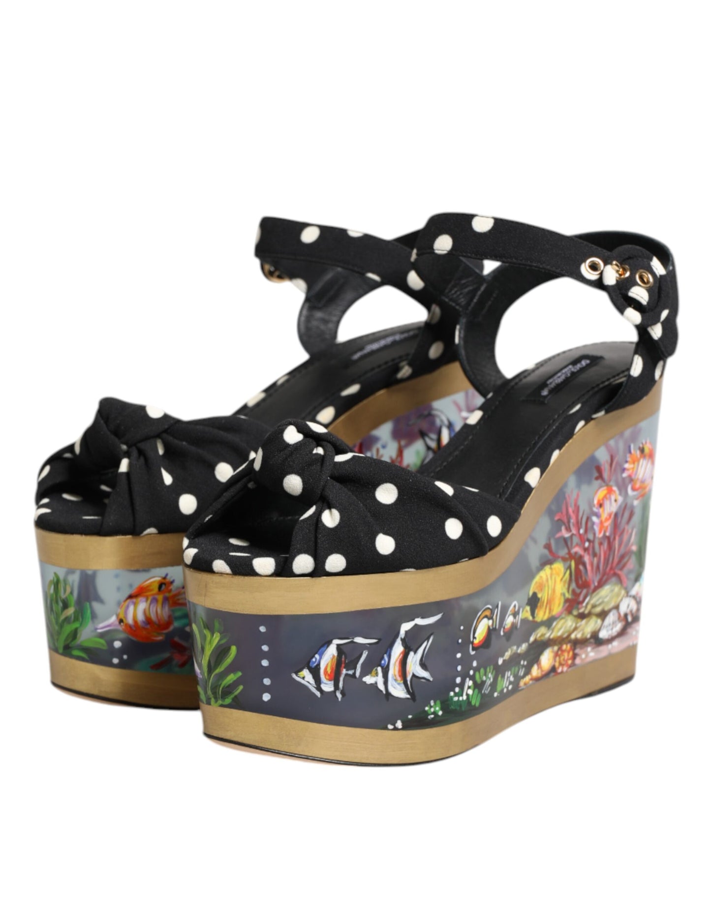 Dolce &amp; Gabbana Multicolor Fish Polka Dot Keil Sandalen Schuhe