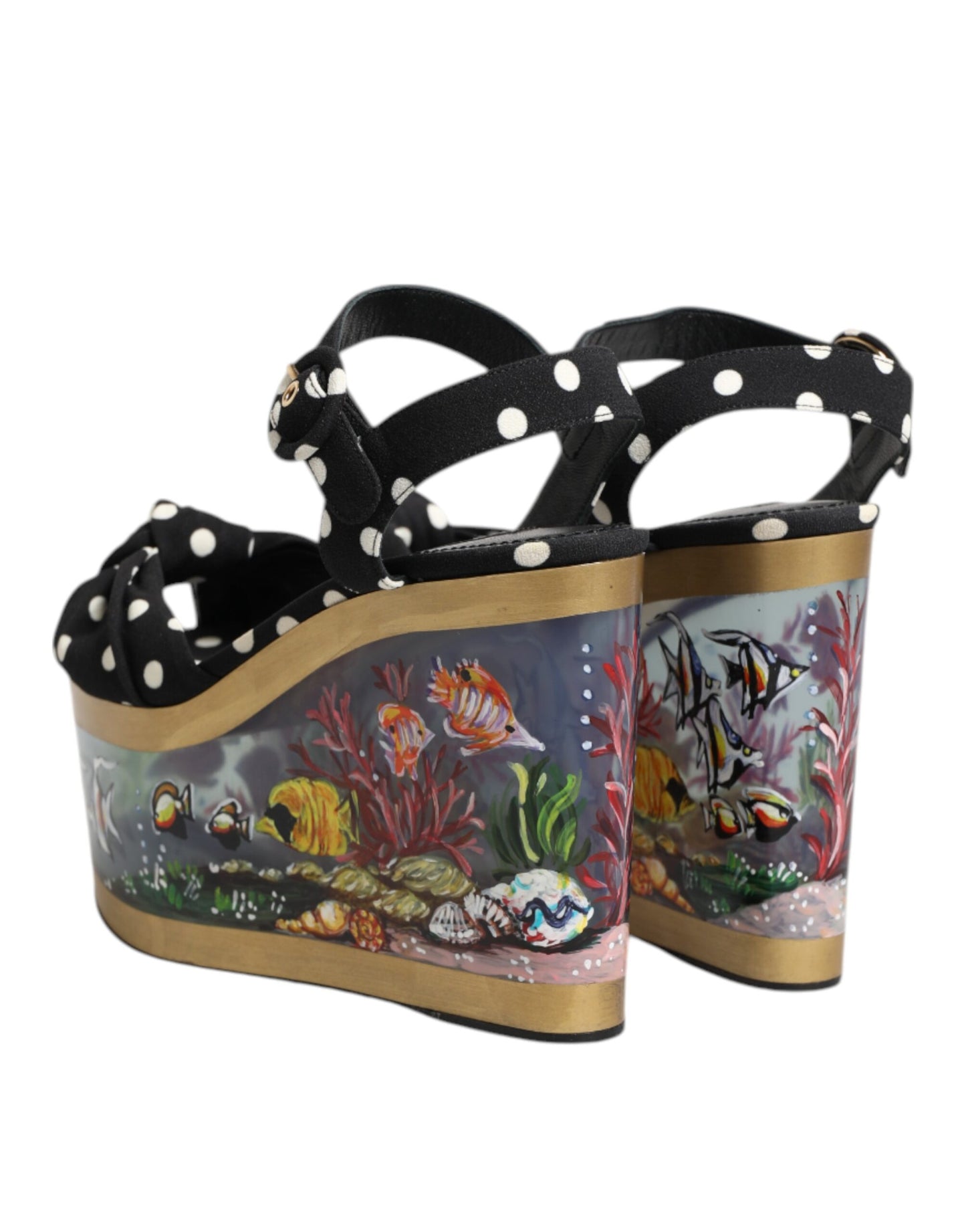 Dolce &amp; Gabbana Multicolor Fish Polka Dot Keil Sandalen Schuhe