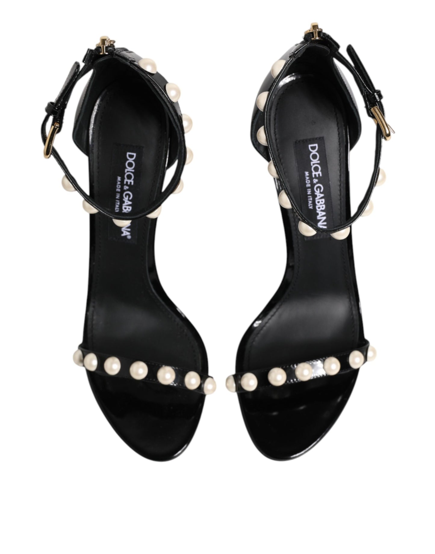 Dolce &amp; Gabbana – Schwarze Sandalen „KEIRA“ mit Perlenverzierung