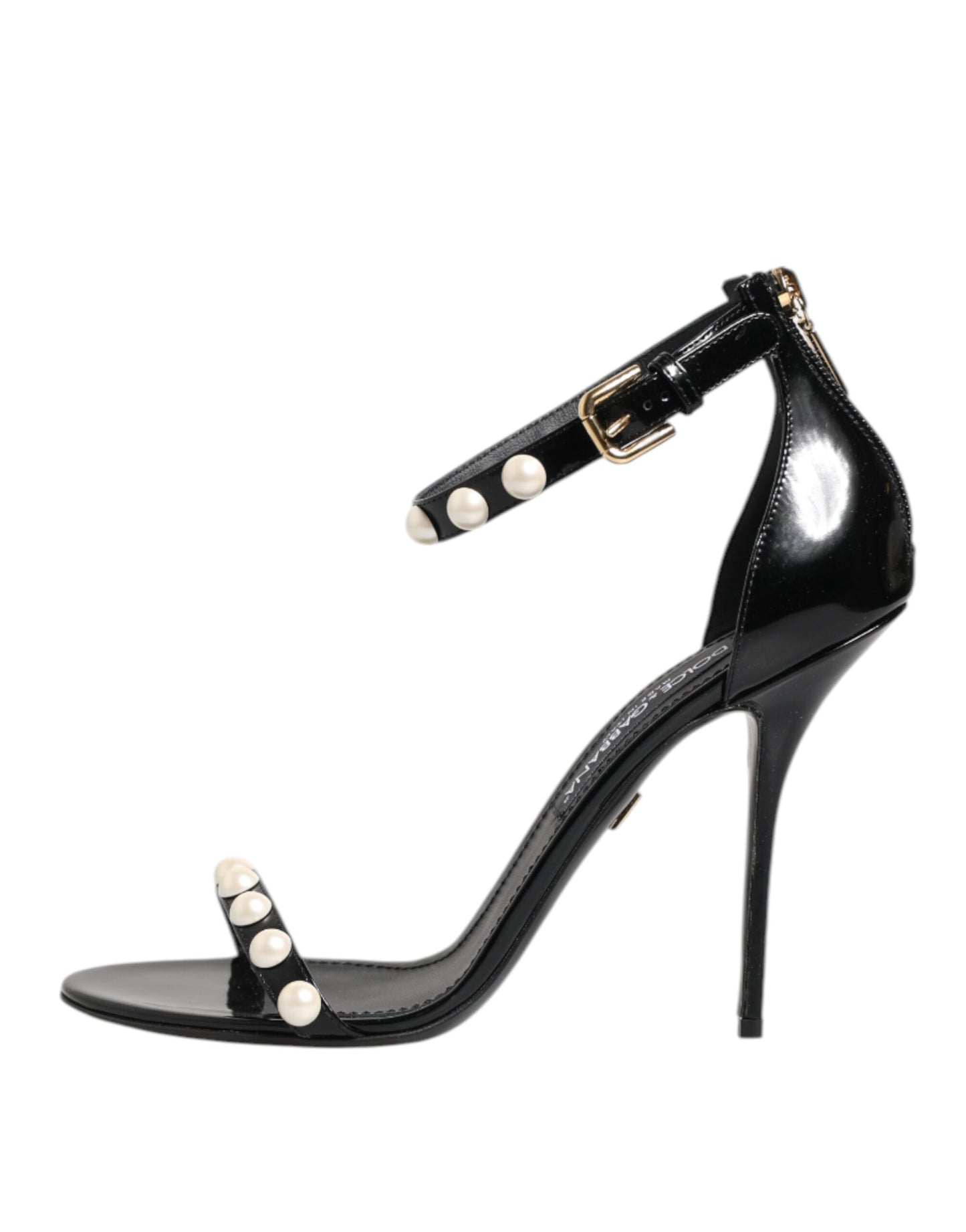 Dolce &amp; Gabbana – Schwarze Sandalen „KEIRA“ mit Perlenverzierung