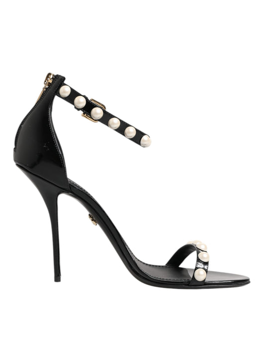 Dolce &amp; Gabbana – Schwarze Sandalen „KEIRA“ mit Perlenverzierung