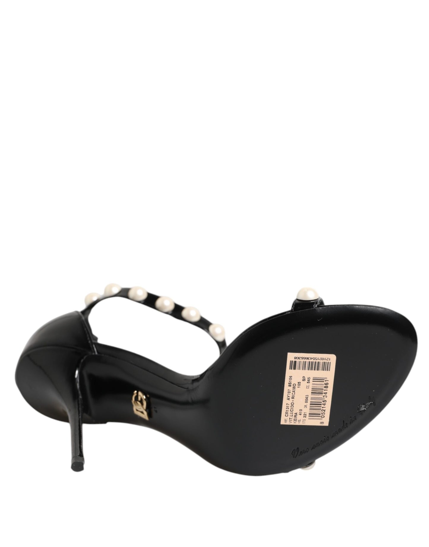Dolce &amp; Gabbana – Schwarze Sandalen „KEIRA“ mit Perlenverzierung