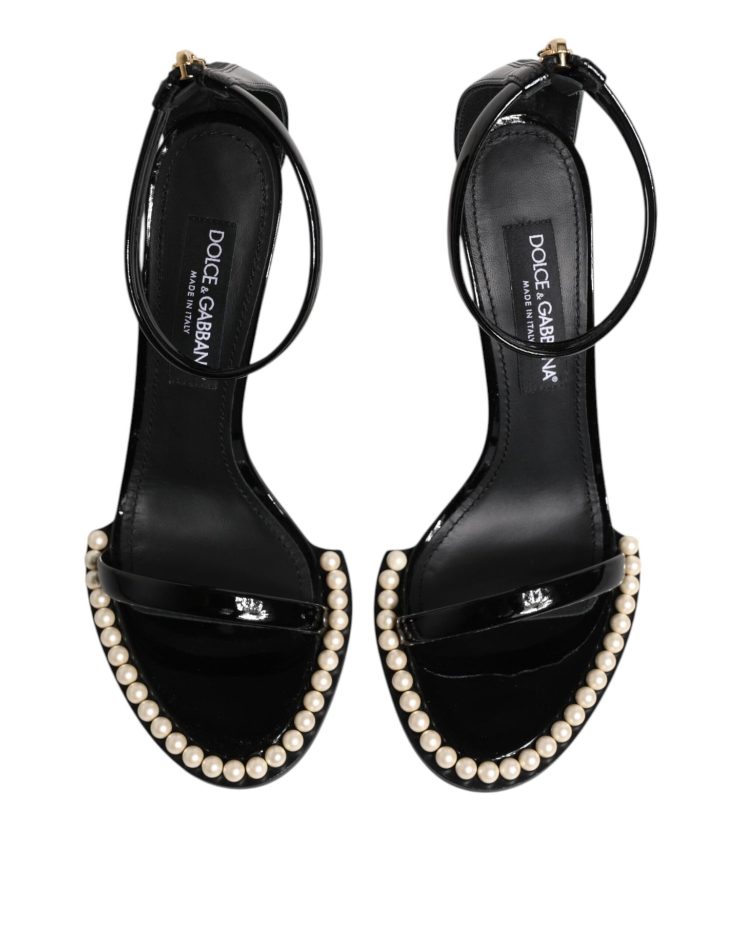 Dolce &amp; Gabbana – Schwarze Sandalen „KEIRA“ mit Perlenverzierung