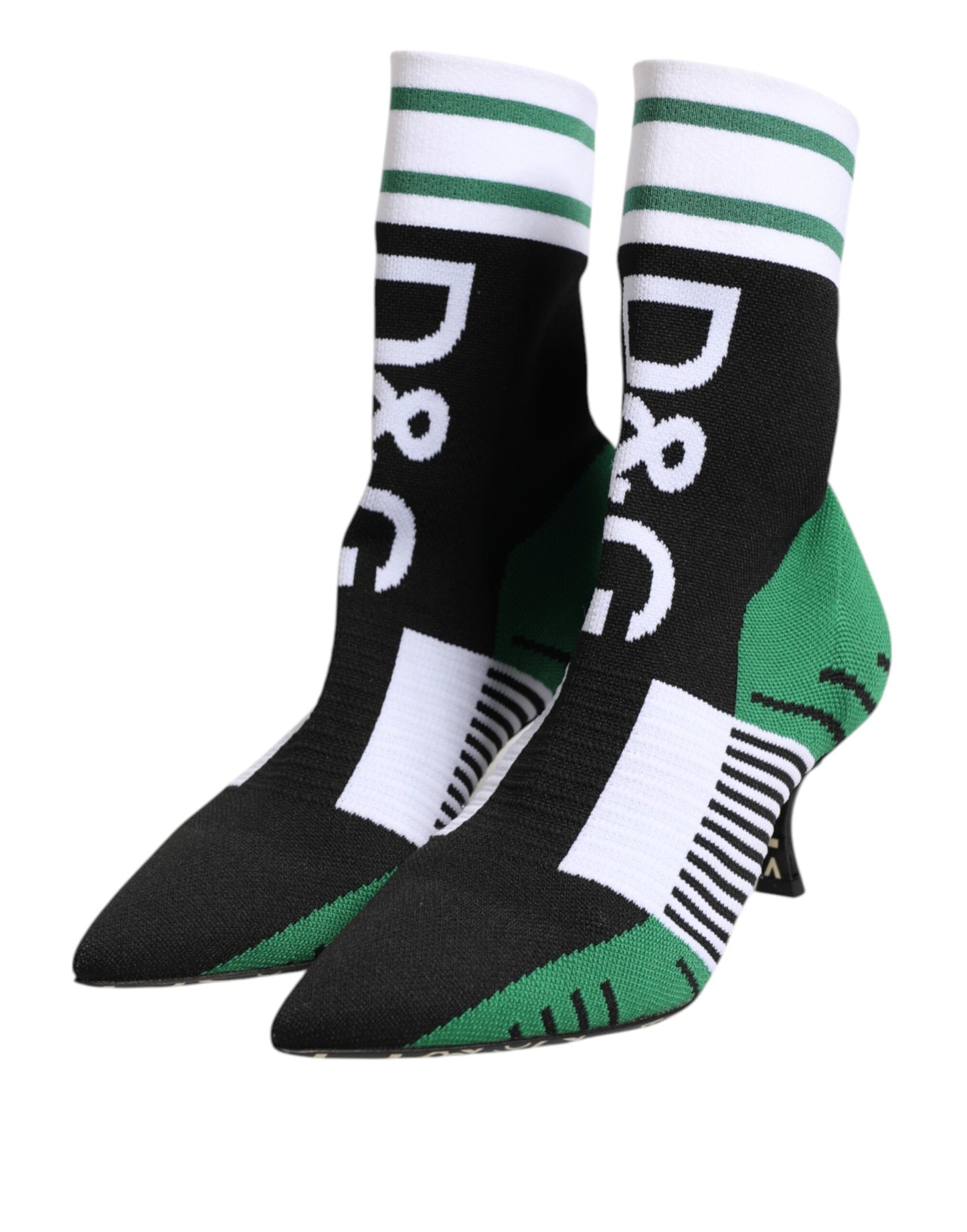 Dolce &amp; Gabbana – Grüne Stiefeletten im Stretch-Sockenstil