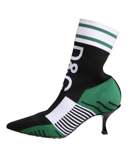 Dolce &amp; Gabbana – Grüne Stiefeletten im Stretch-Sockenstil