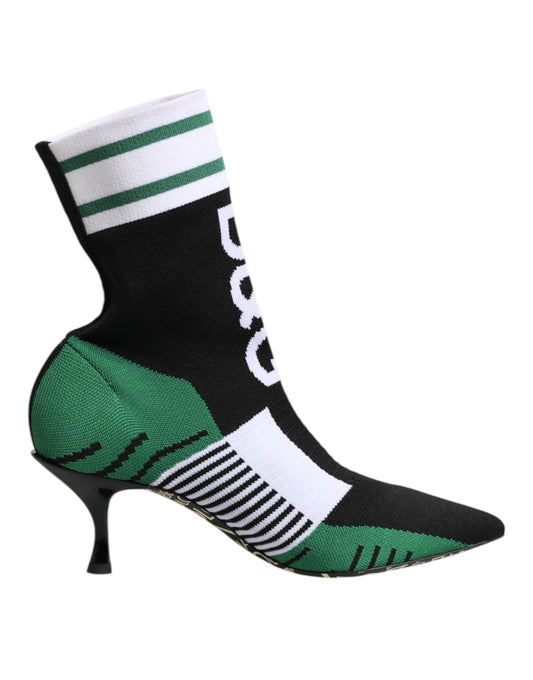 Dolce &amp; Gabbana – Grüne Stiefeletten im Stretch-Sockenstil