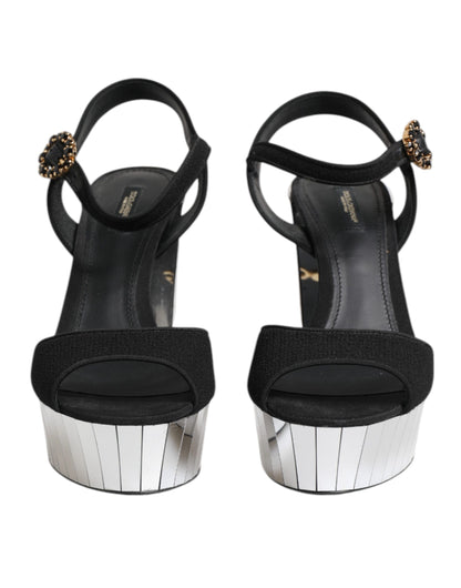 Dolce &amp; Gabbana – Keira – Sandalen mit Knöchelriemen und schwarzem Kristall