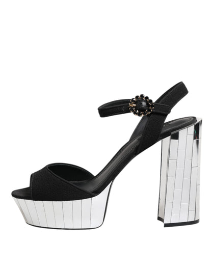 Dolce &amp; Gabbana – Keira – Sandalen mit Knöchelriemen und schwarzem Kristall