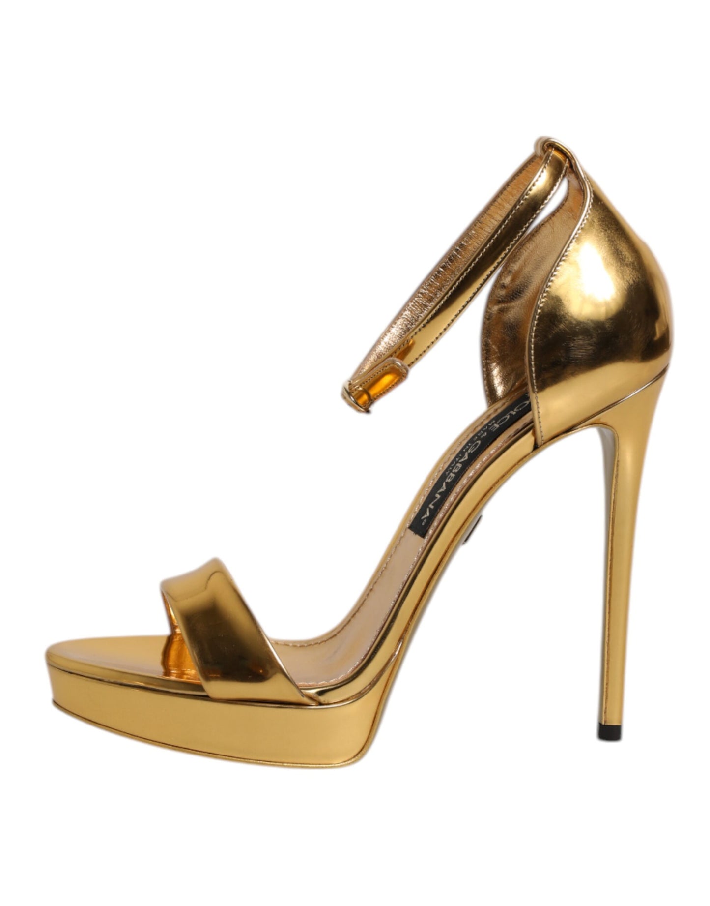 Dolce &amp; Gabbana Keira Sandalen aus goldenem Leder mit Plateausohle