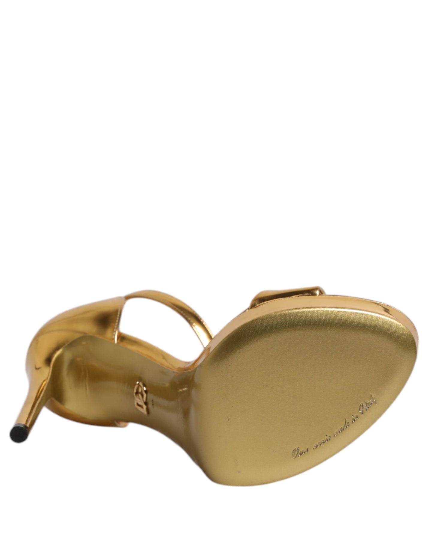 Dolce &amp; Gabbana Keira Sandalen aus goldenem Leder mit Plateausohle
