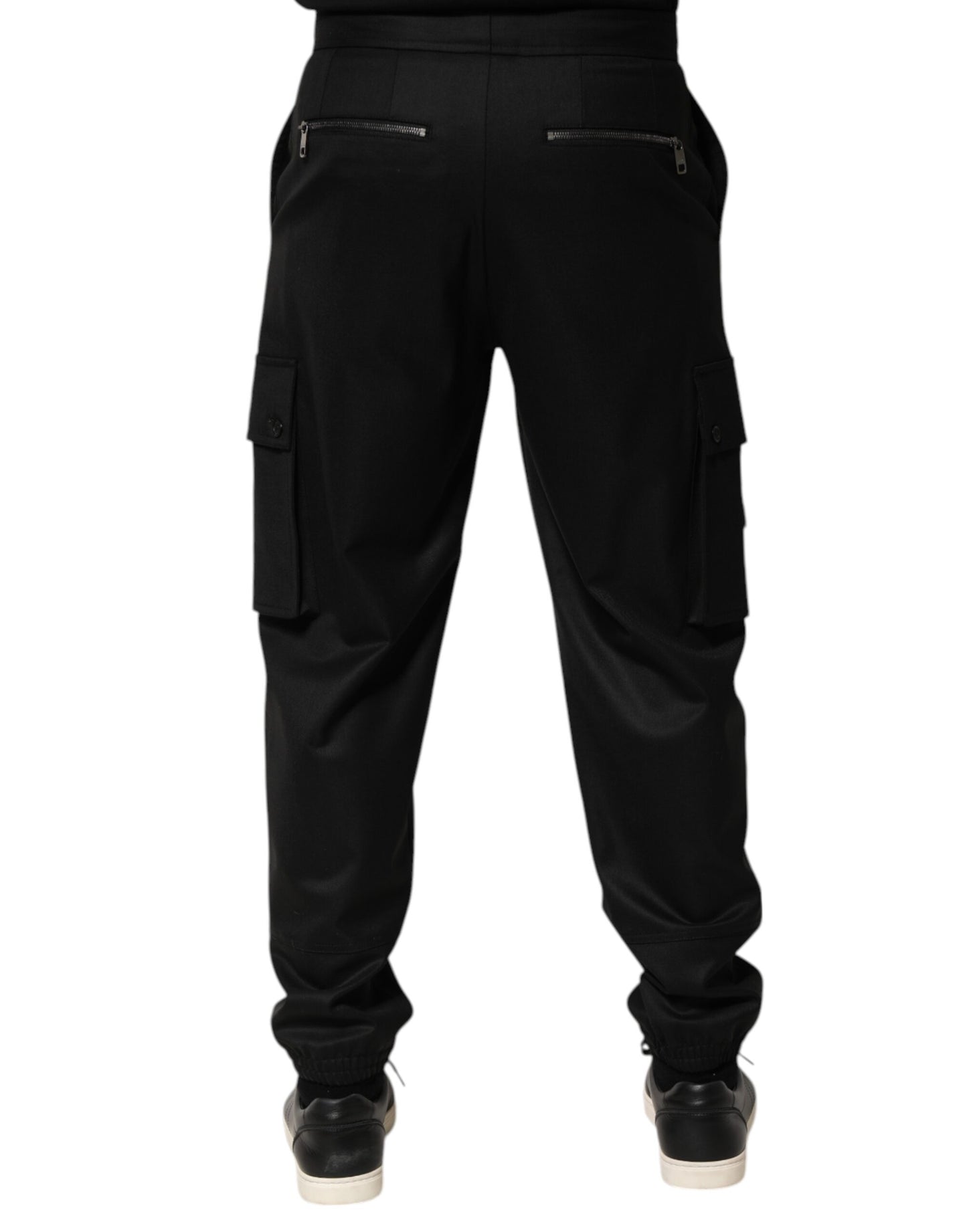 Dolce &amp; Gabbana – Einfarbige schwarze Cargo-Jogginghose für Herren