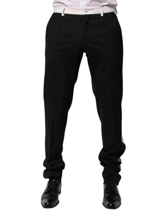 Dolce &amp; Gabbana Schwarz-Weiß gestreifte Wollhose für Herren