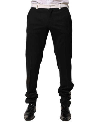 Dolce &amp; Gabbana Schwarz-Weiß gestreifte Wollhose für Herren