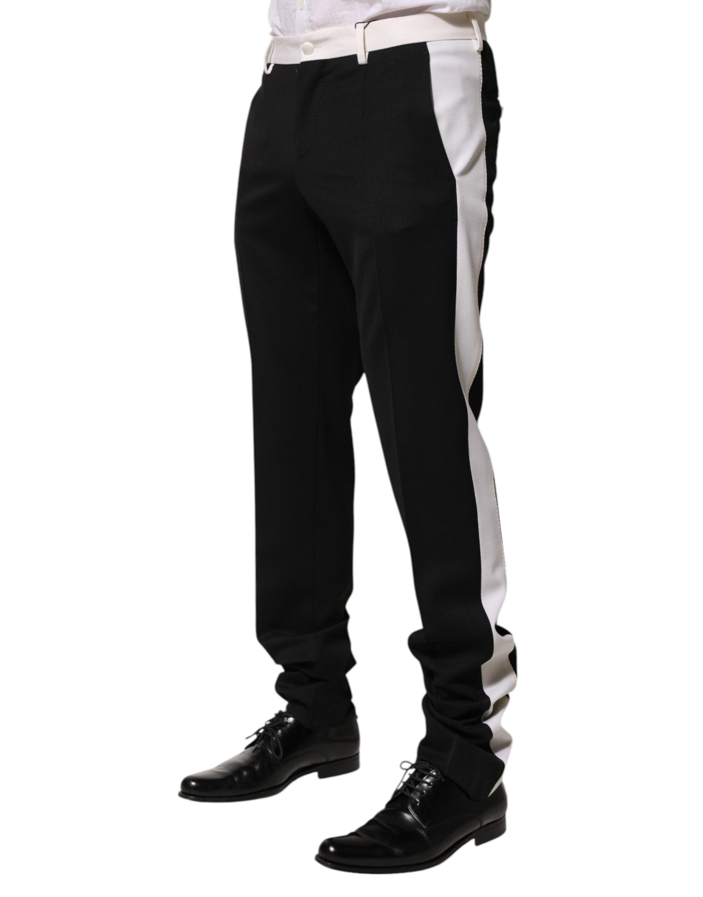 Dolce &amp; Gabbana Schwarz-Weiß gestreifte Wollhose für Herren